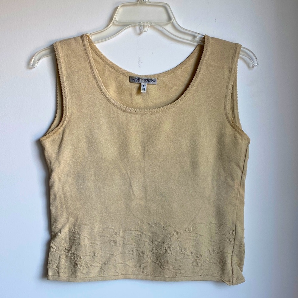 Emporio Armani Blouse sleeveless business casual Tan Beige Size 30 Small/ Medium